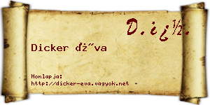 Dicker Éva névjegykártya